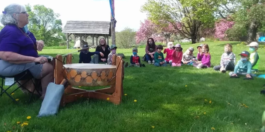 Teaching the children.