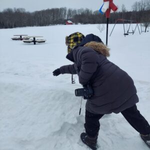 The snowsnake has been thrown! Will it win?