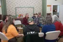 Drumming after the snow snake games.