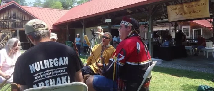 Singing and drumming at the Abenaki Heritage Weekend.