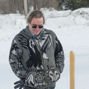 Michael playing snowsnake games.