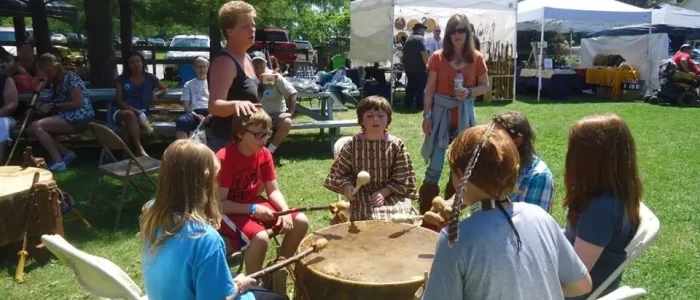 Nulhegan youth at the big drum.