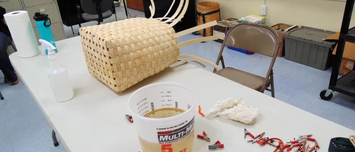Pack basket being made.