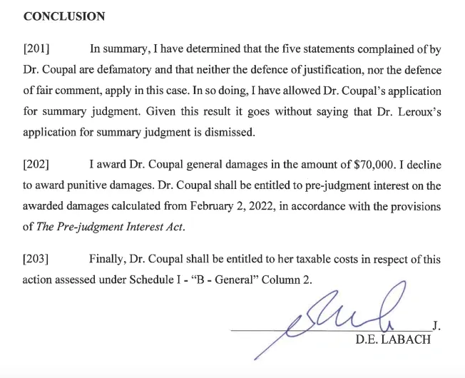 Leroux court conclusion